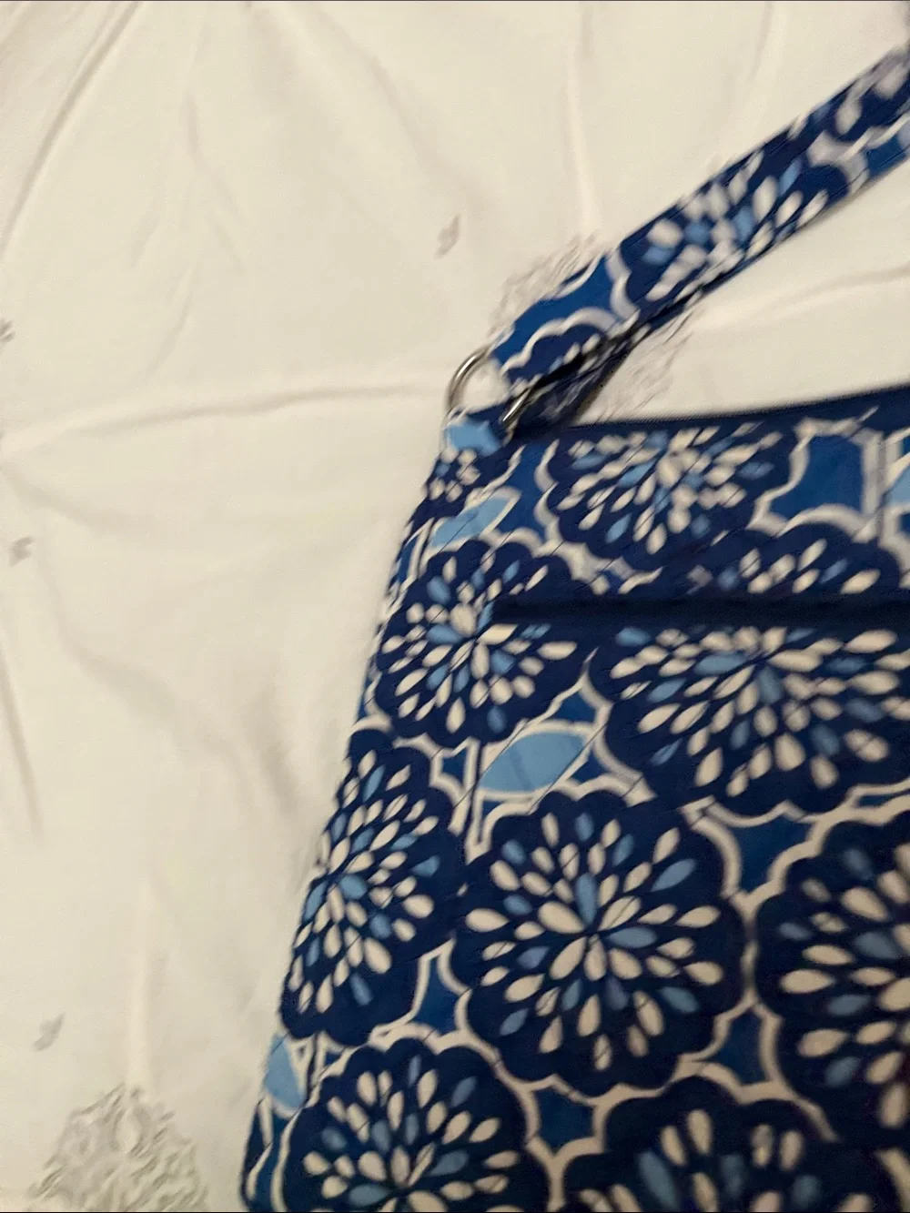 Vera Bradley Navy and Light Blue Floral Quilted Crossbody
